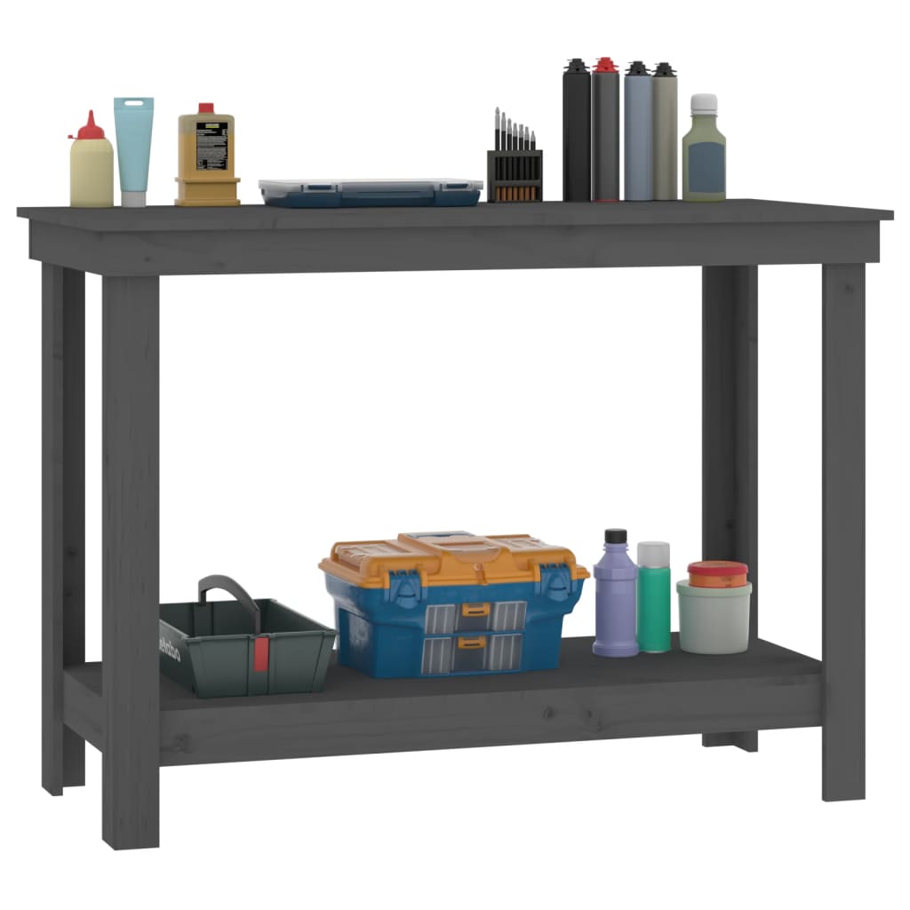 Work Bench Grey 110x50x80 cm Solid Wood Pine