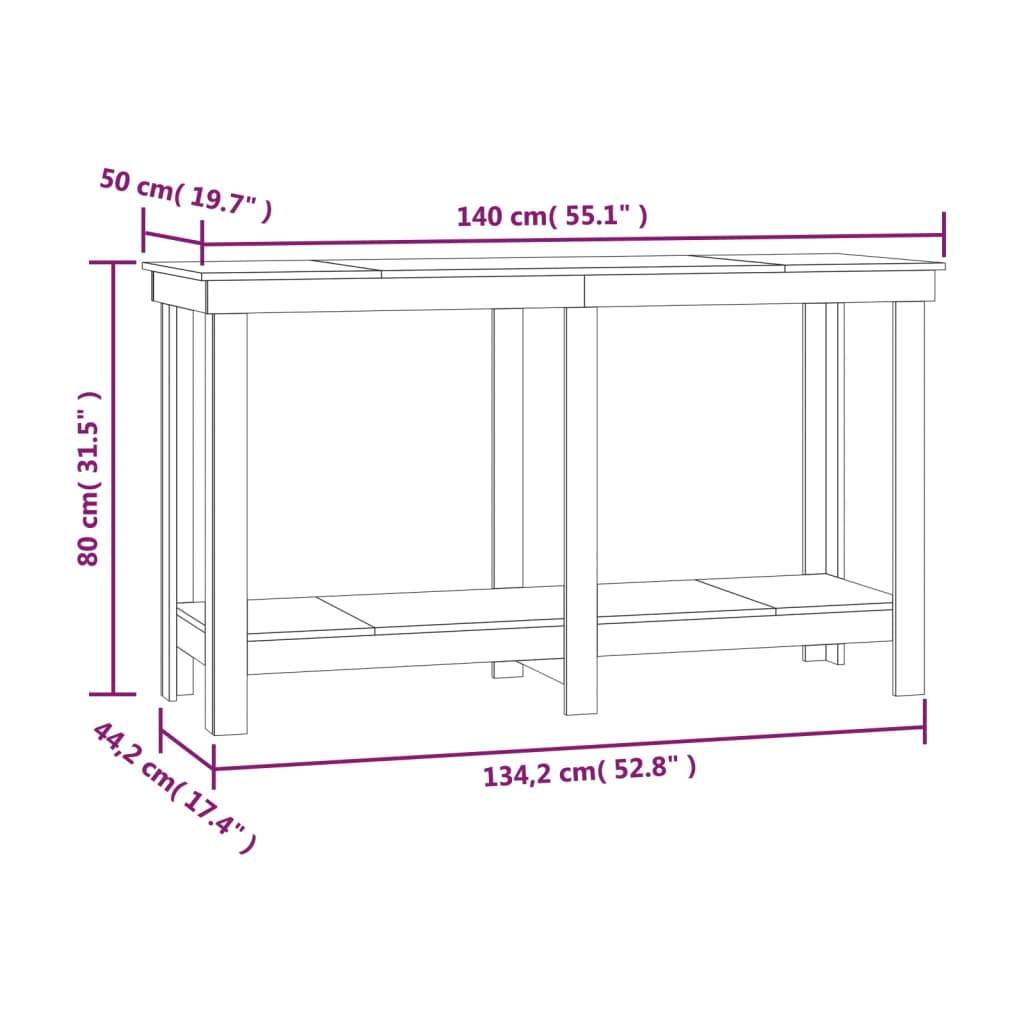 Work Bench 140x50x80 cm Solid Wood Pine