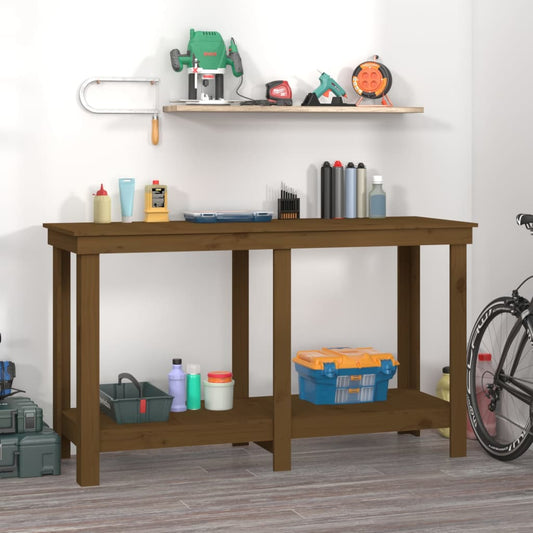 Work Bench Honey Brown 140x50x80 cm Solid Wood Pine