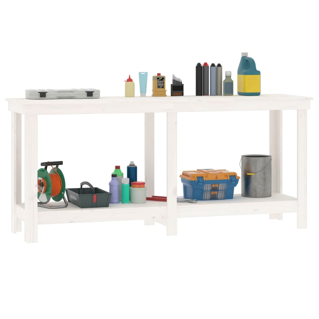 Work Bench White 180x50x80 cm Solid Wood Pine