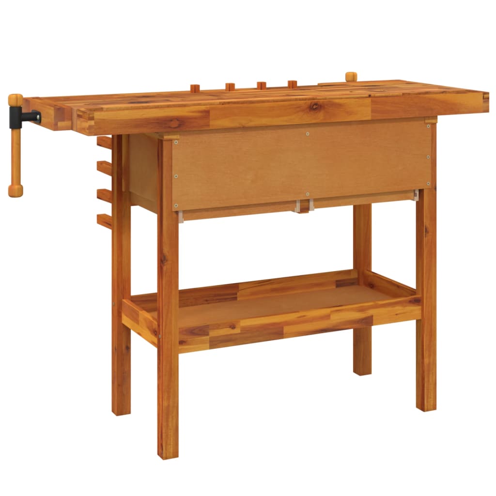 Workbench with Drawers and Vices 124x52x83 cm Solid Wood Acacia