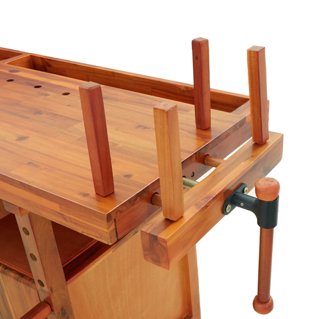 Workbench with Drawers and Vices 192x62x83 cm Solid Wood Acacia