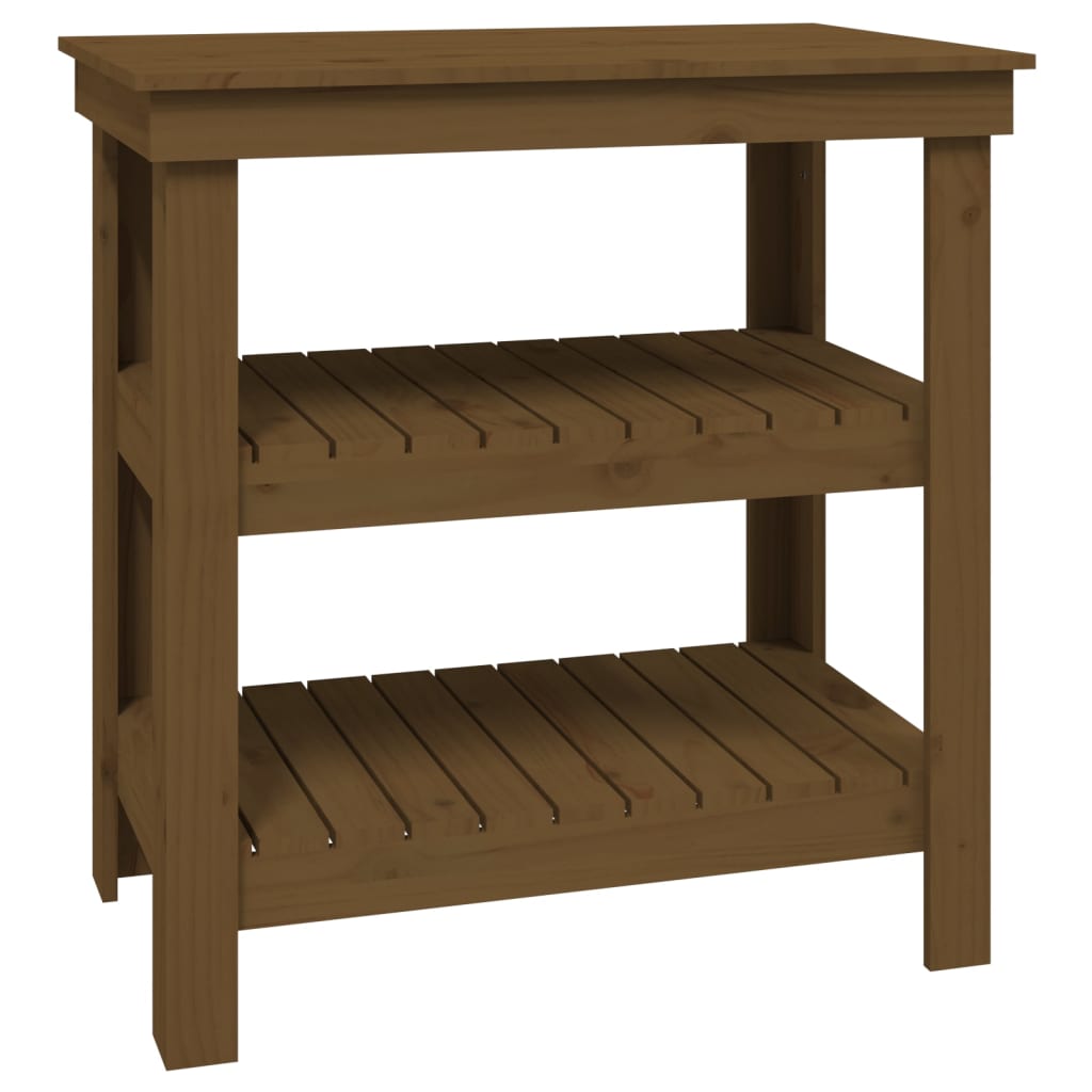 Work Bench Honey Brown 78.5x50x80 cm Solid Wood Pine