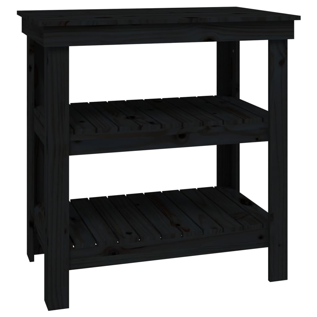 Work Bench Black 78.5x50x80 cm Solid Wood Pine