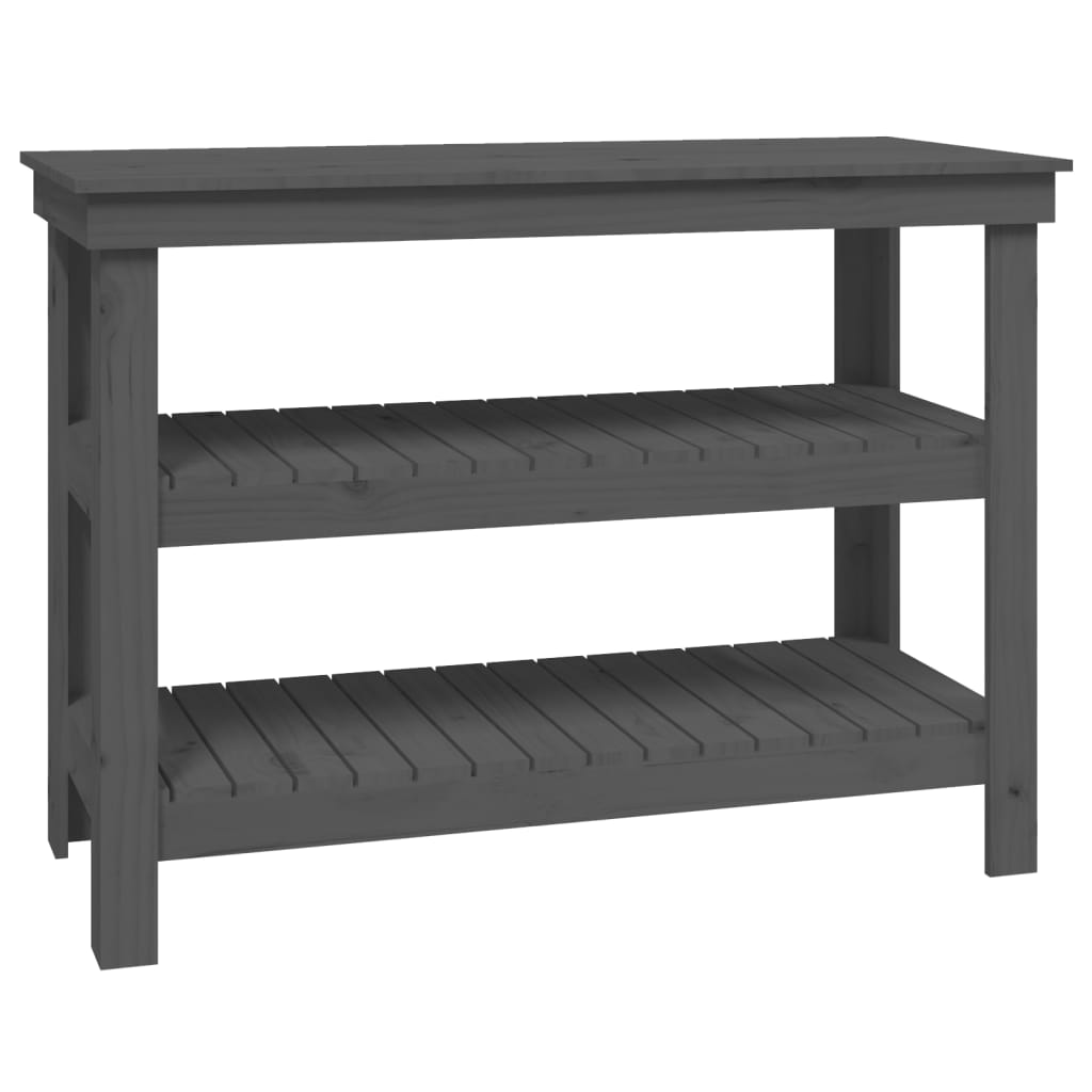 Work Bench Grey 110.5x50x80 cm Solid Wood Pine