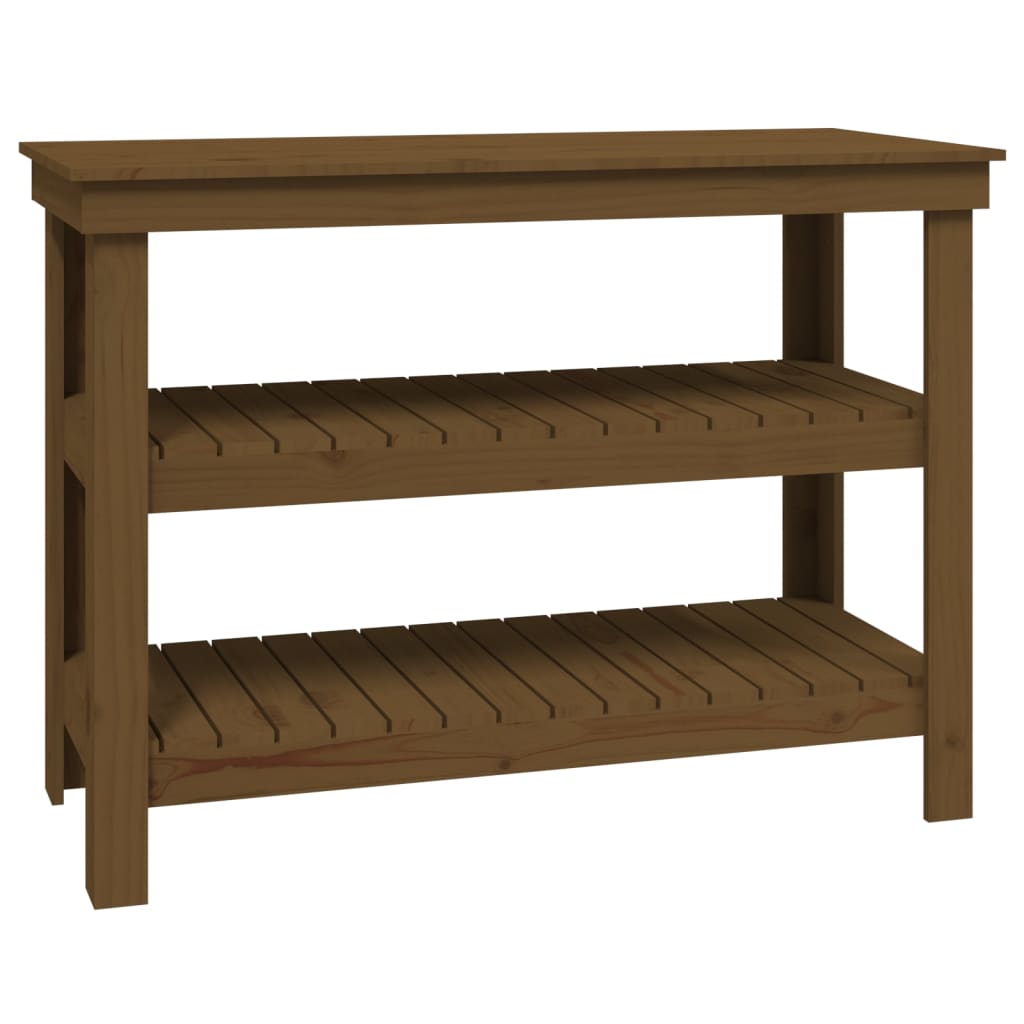 Work Bench Honey Brown 110.5x50x80 cm Solid Wood Pine