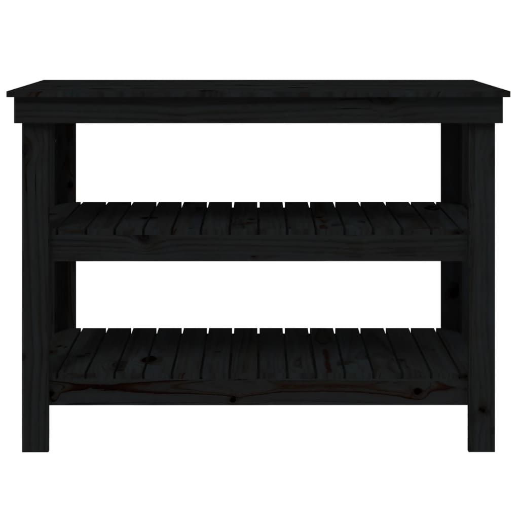 Work Bench Black 110.5x50x80 cm Solid Wood Pine