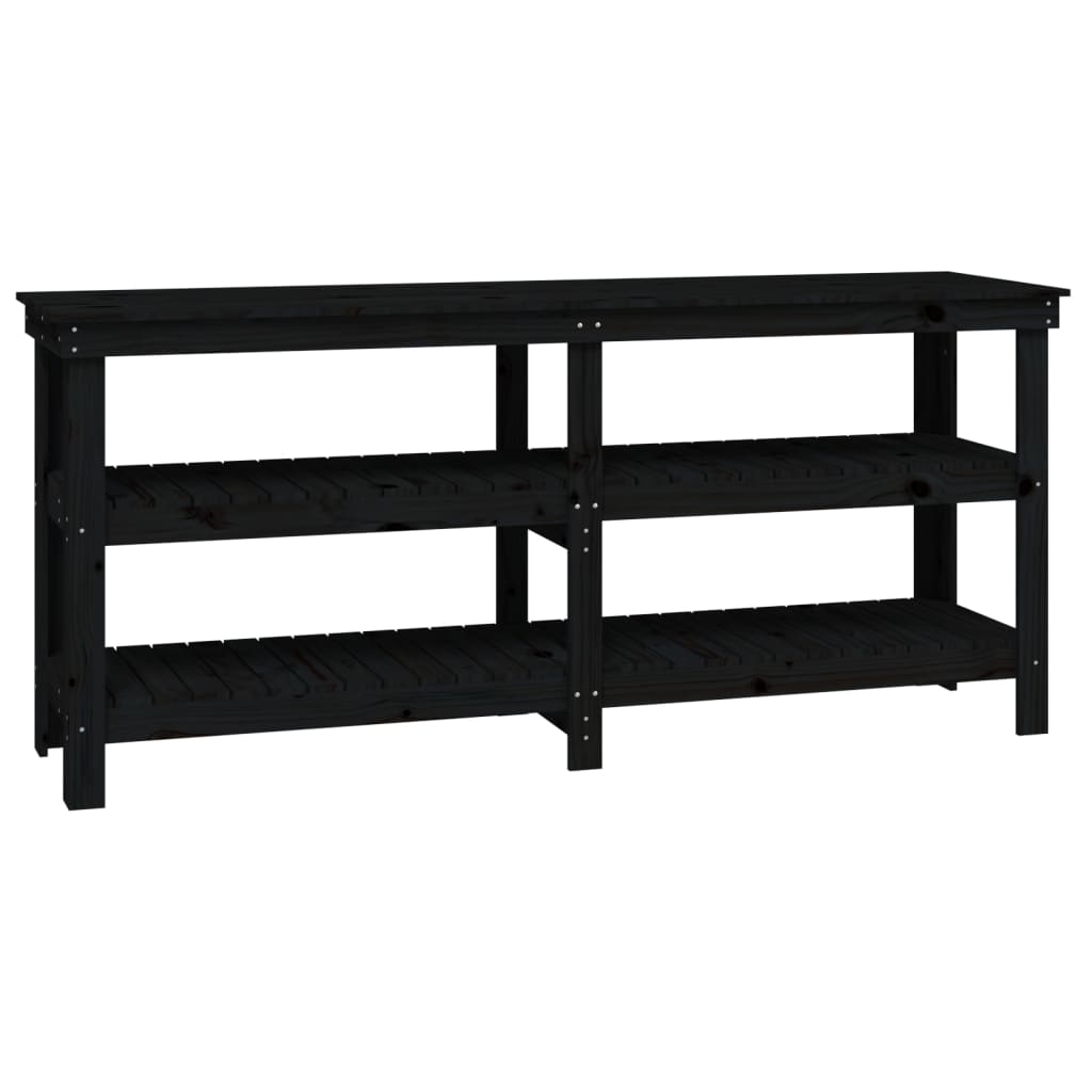 Work Bench Black 181x50x80 cm Solid Wood Pine