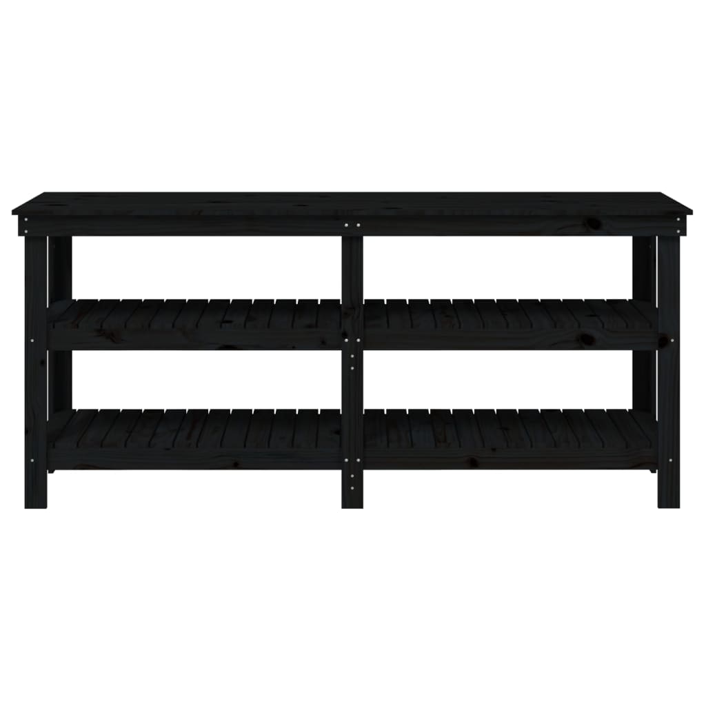 Work Bench Black 181x50x80 cm Solid Wood Pine