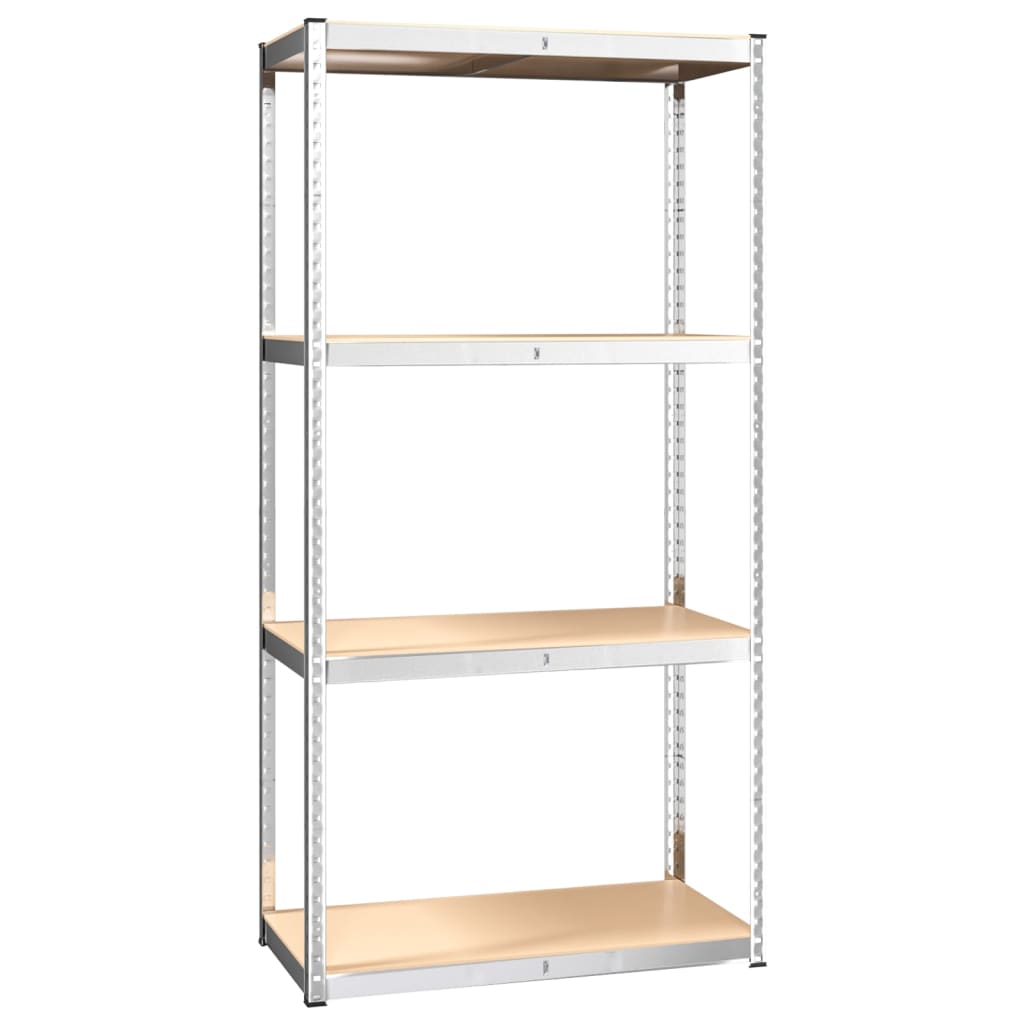 4-Layer Shelves 4 pcs Silver Steel&Engineered Wood