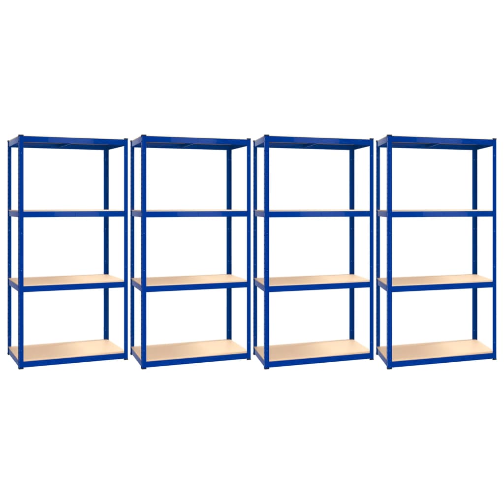 4-Layer Shelves 4 pcs Blue Steel&Engineered Wood