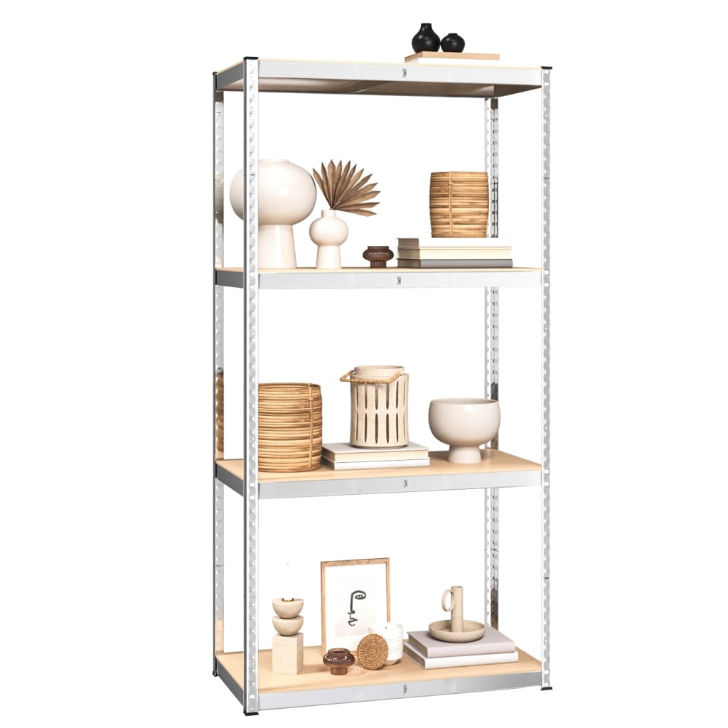 4-Layer Shelves 3 pcs Silver Steel&Engineered Wood