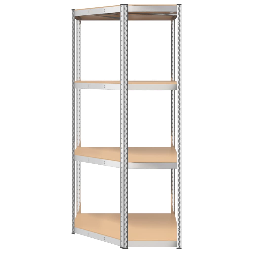 4-Layer Shelves 3 pcs Silver Steel&Engineered Wood