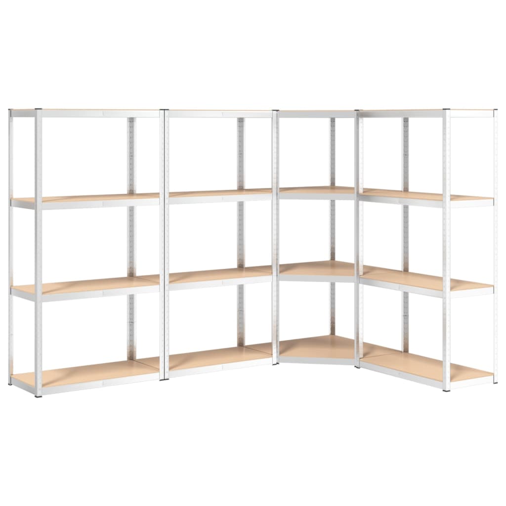 4-Layer Shelves 4 pcs Silver Steel&Engineered Wood