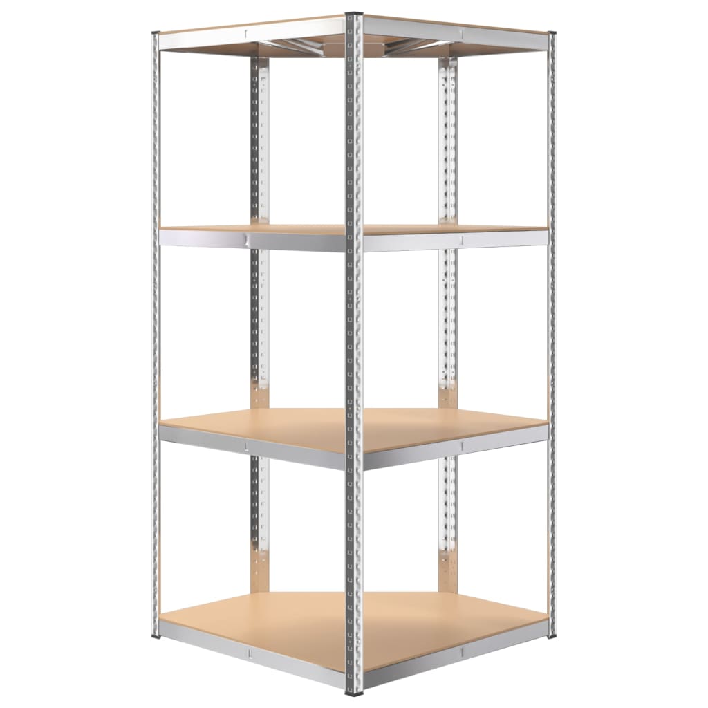 4-Layer Shelves 4 pcs Silver Steel&Engineered Wood