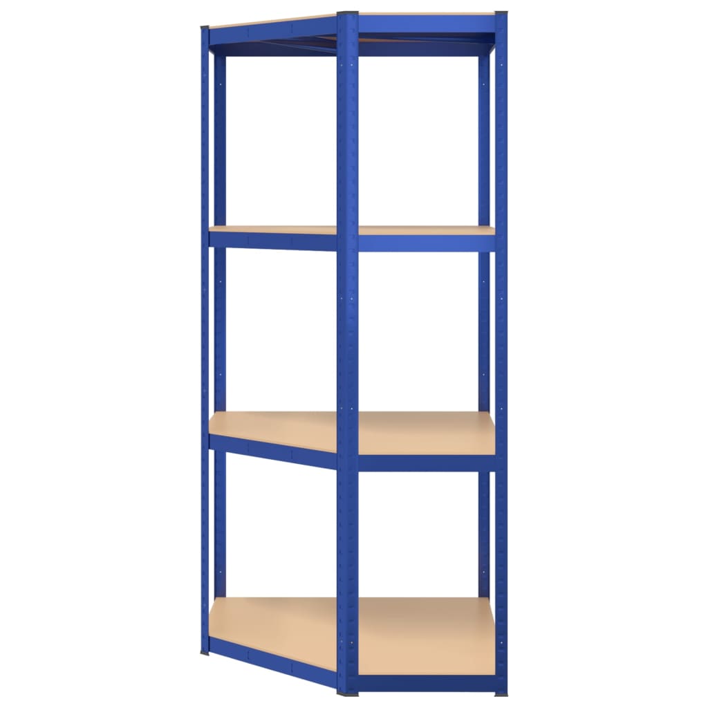 4-Layer Shelves 2 pcs Blue Steel&Engineered Wood