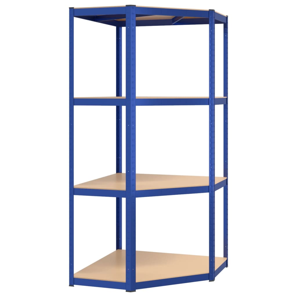 4-Layer Shelves 3 pcs Blue Steel&Engineered Wood