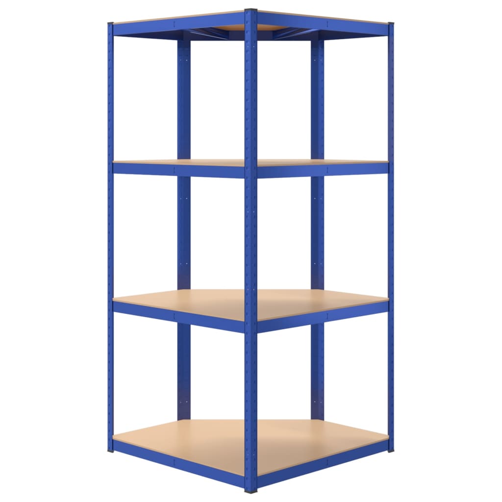 4-Layer Shelves 3 pcs Blue Steel&Engineered Wood