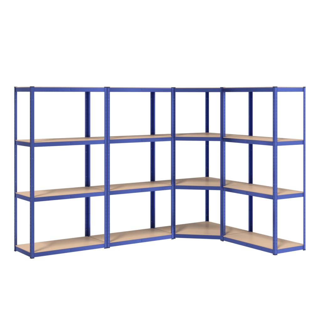 4-Layer Shelves 4 pcs Blue Steel&Engineered Wood