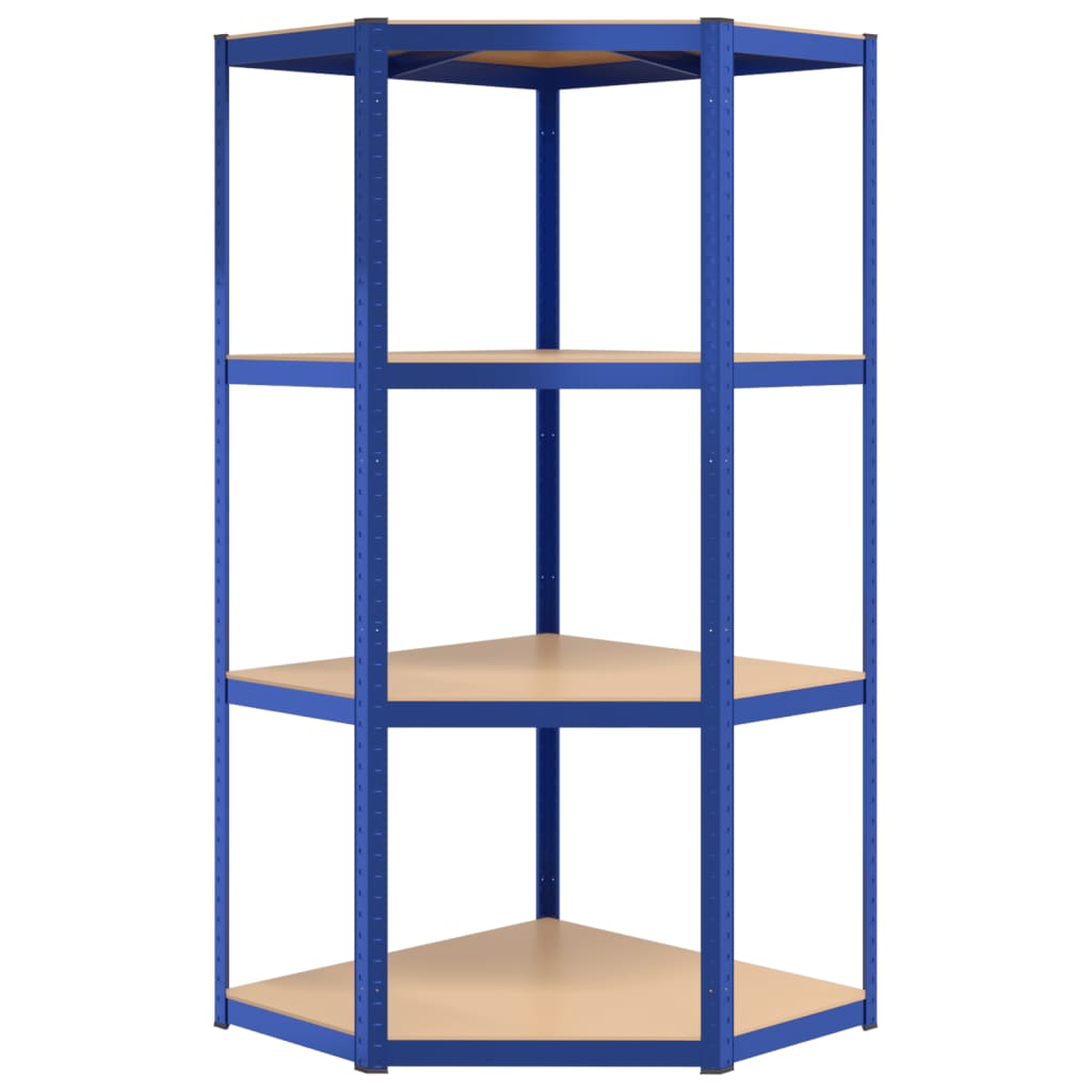 4-Layer Shelves 4 pcs Blue Steel&Engineered Wood