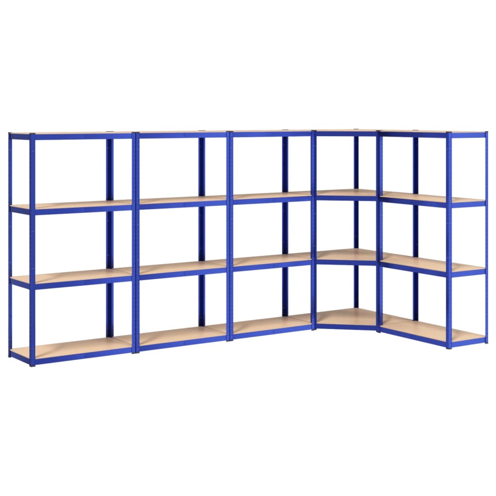 4-Layer Shelves 5 pcs Blue Steel&Engineered Wood