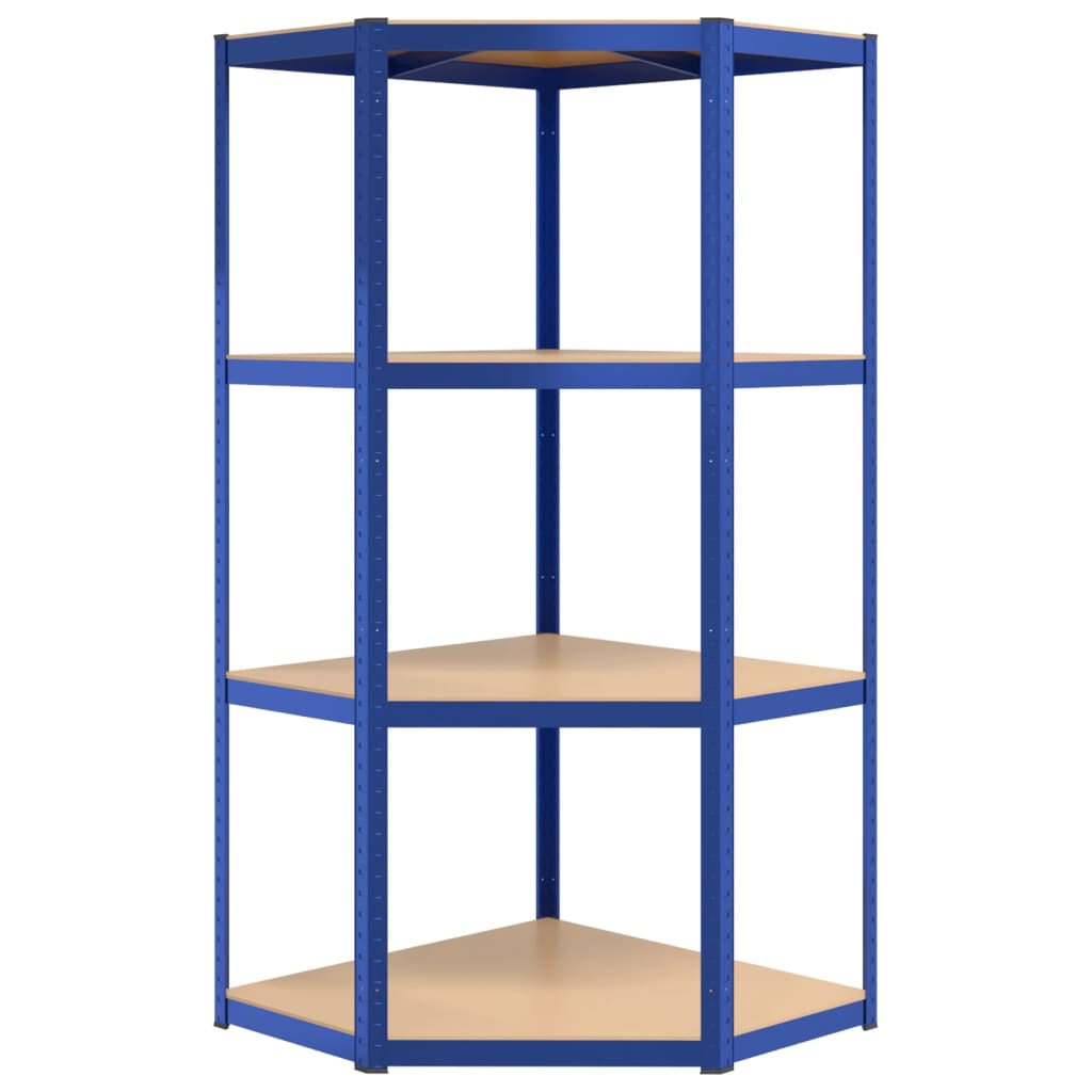 4-Layer Shelves 5 pcs Blue Steel&Engineered Wood