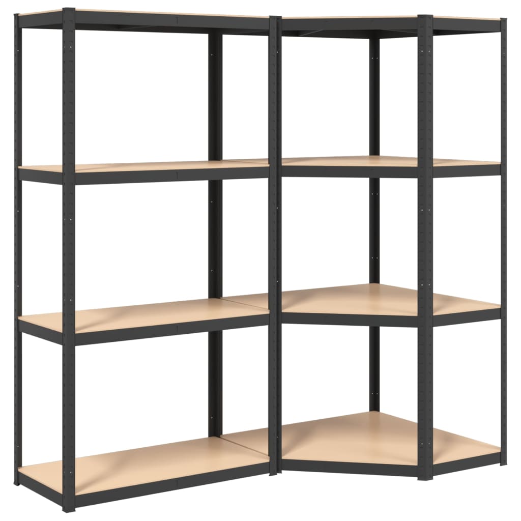 4-Layer Shelves 2 pcs Anthracite Steel&Engineered Wood