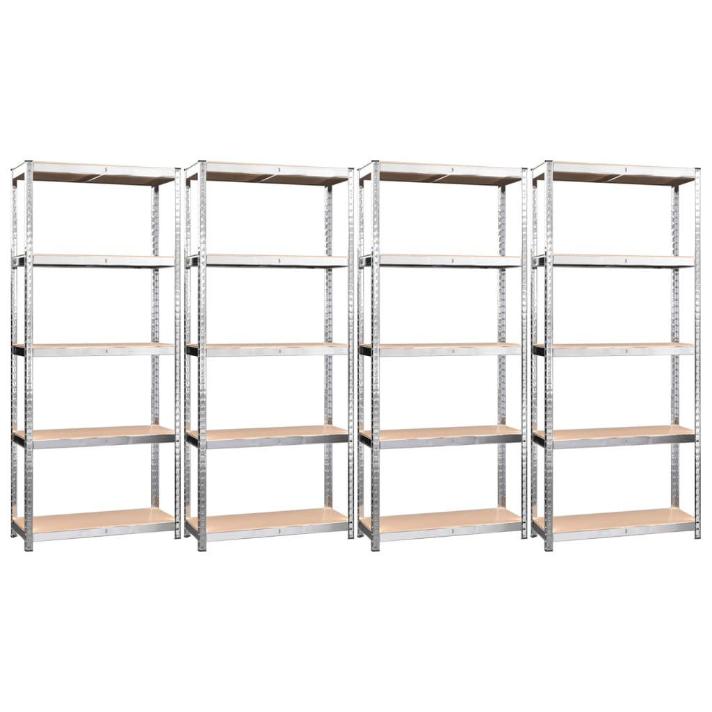 5-Layer Shelves 4 pcs Silver Steel&Engineered Wood