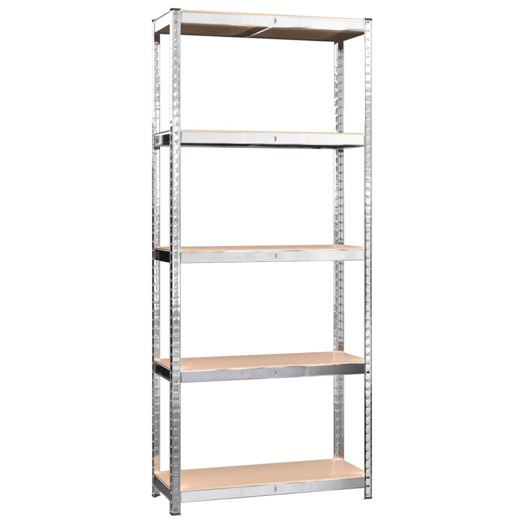 5-Layer Shelves 4 pcs Silver Steel&Engineered Wood