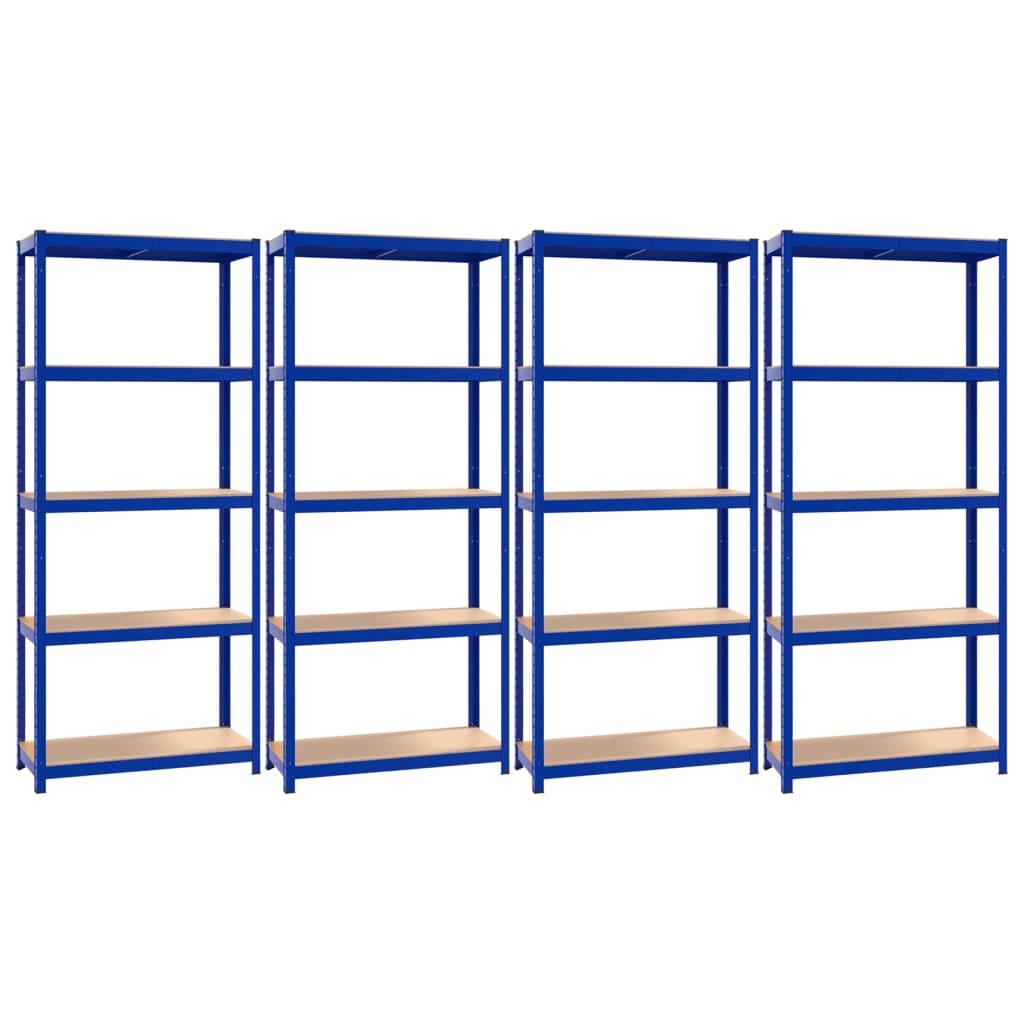 5-Layer Shelves 4 pcs Blue Steel&Engineered Wood