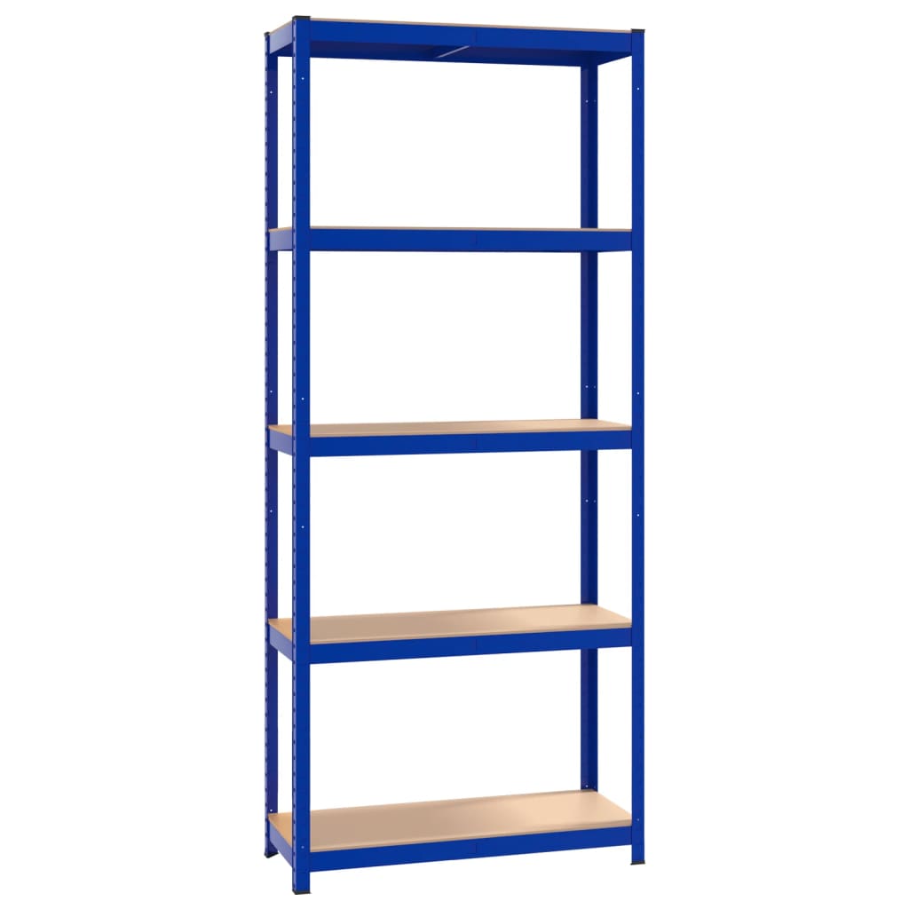 5-Layer Shelves 4 pcs Blue Steel&Engineered Wood