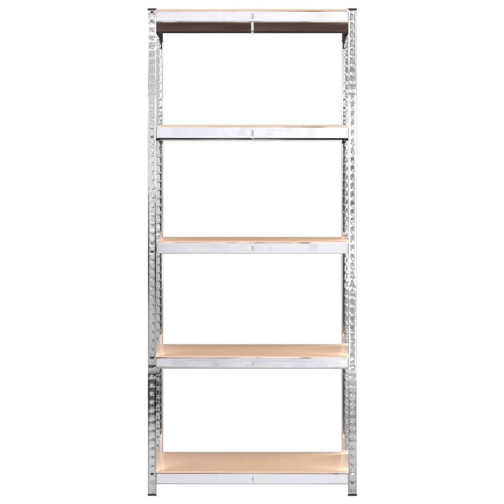 5-Layer Shelves 2 pcs Silver Steel&Engineered Wood