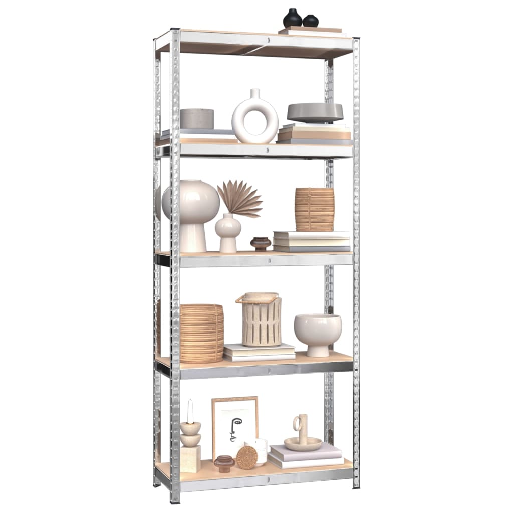 5-Layer Shelves 3 pcs Silver Steel&Engineered Wood