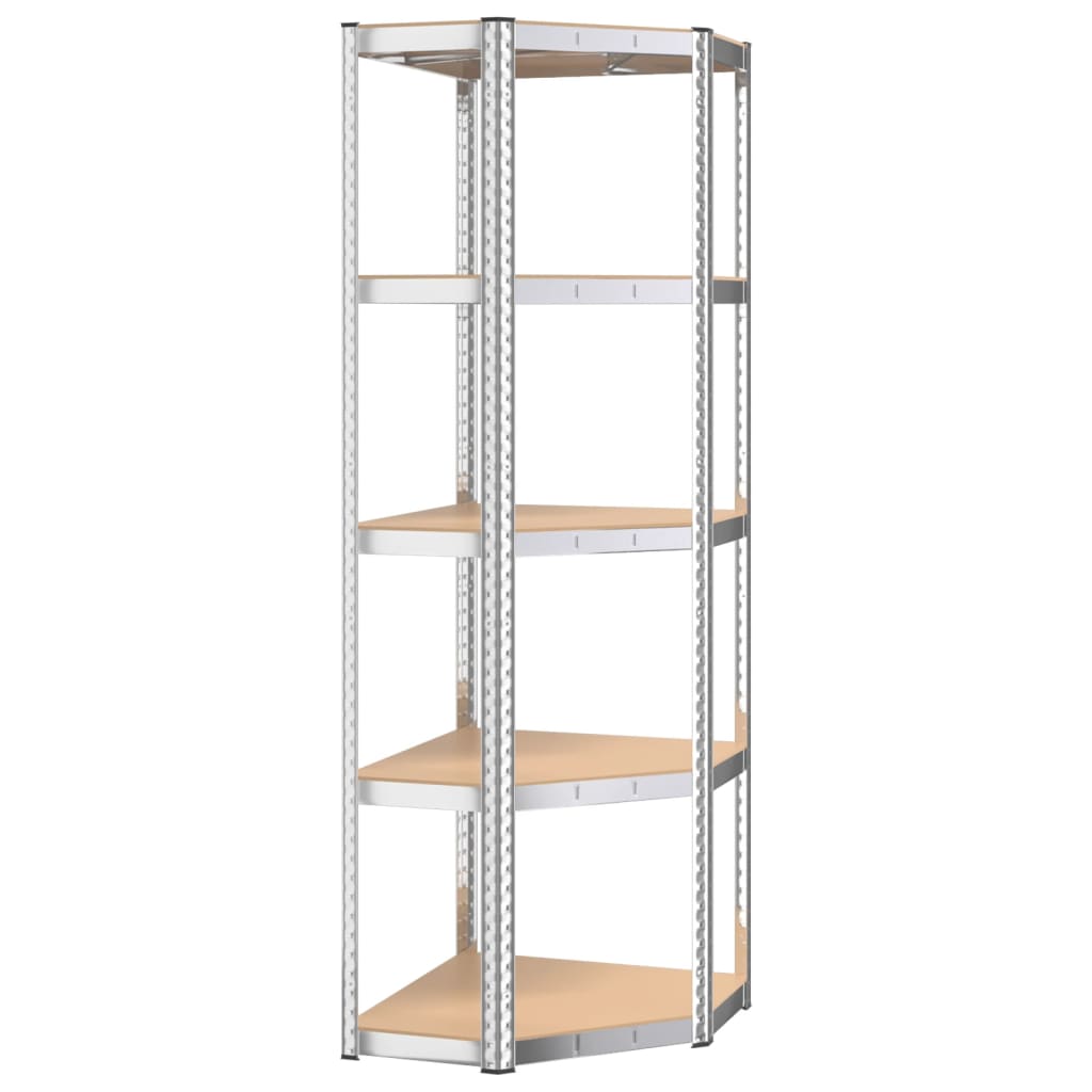 5-Layer Shelves 3 pcs Silver Steel&Engineered Wood