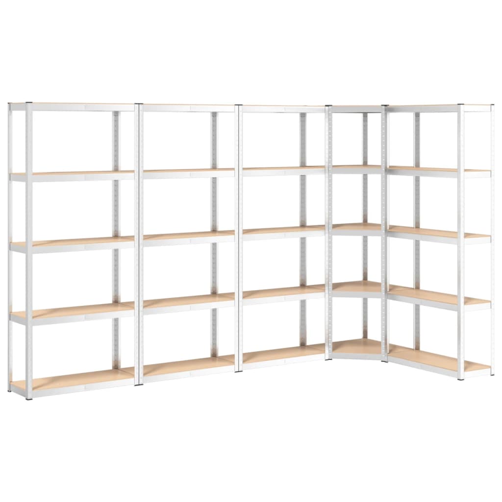 5-Layer Shelves 5 pcs Silver Steel&Engineered Wood