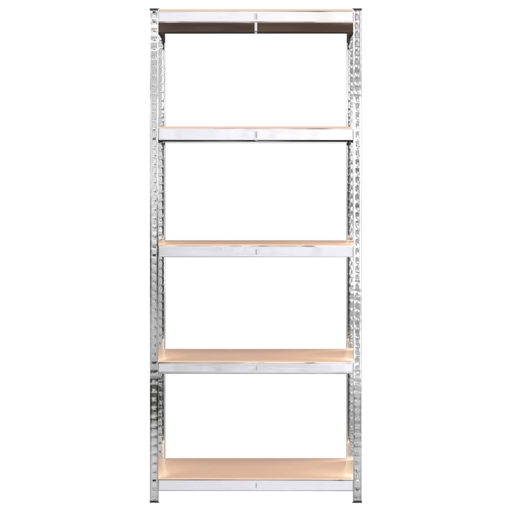 5-Layer Shelves 5 pcs Silver Steel&Engineered Wood