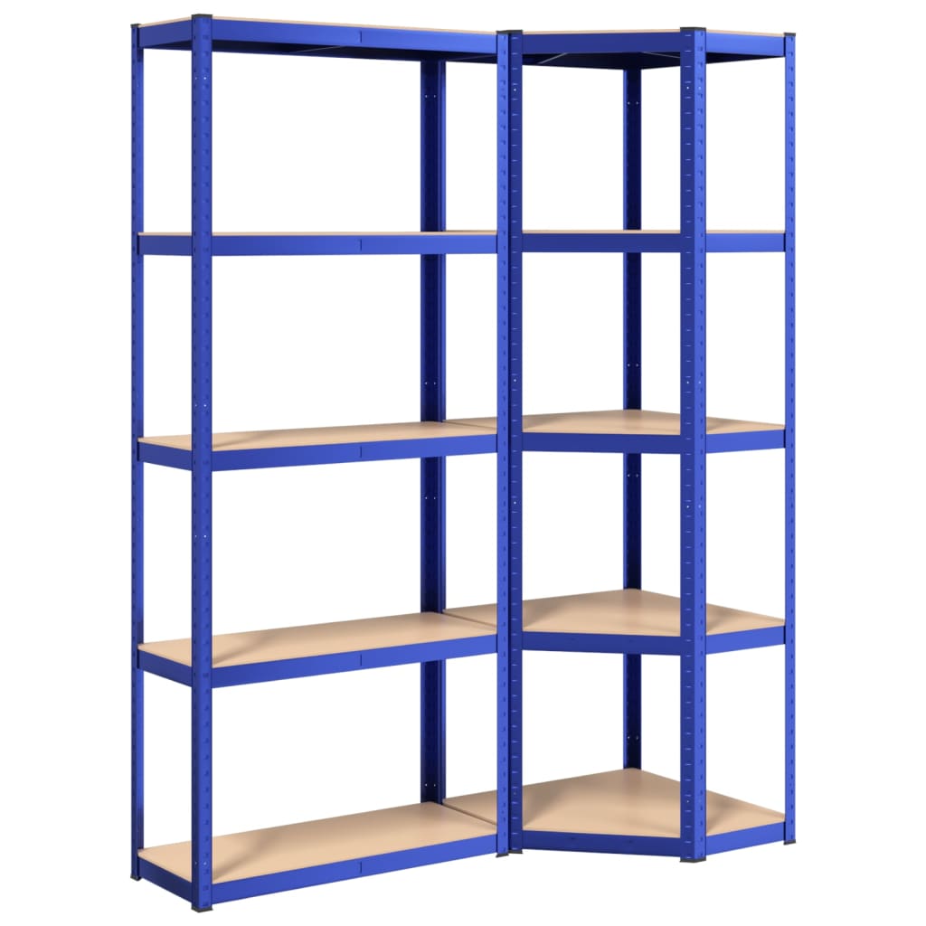 5-Layer Shelves 2 pcs Blue Steel&Engineered Wood