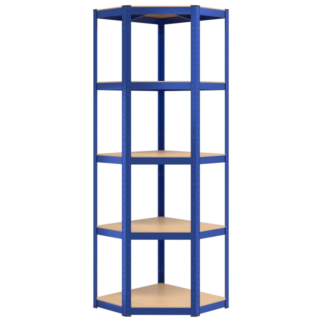 5-Layer Shelves 2 pcs Blue Steel&Engineered Wood