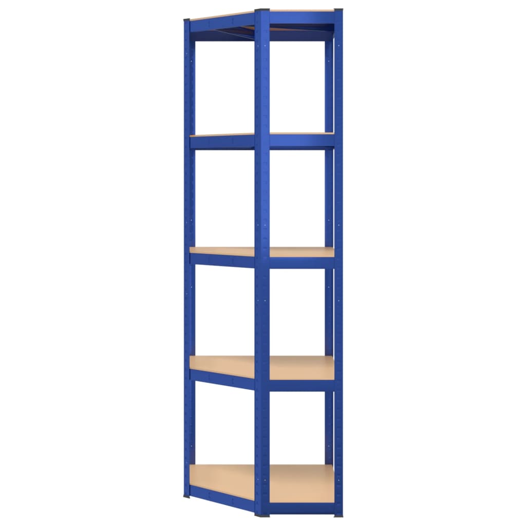 5-Layer Shelves 2 pcs Blue Steel&Engineered Wood