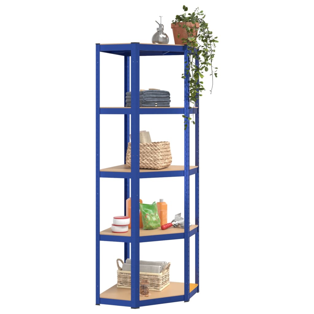 5-Layer Shelves 3 pcs Blue Steel&Engineered Wood