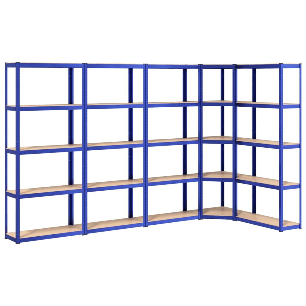 5-Layer Shelves 5 pcs Blue Steel&Engineered Wood