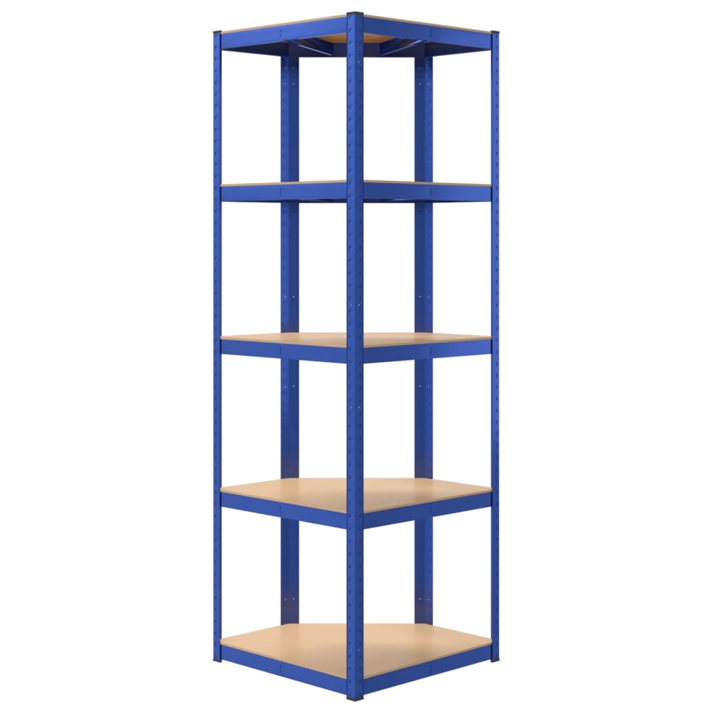 5-Layer Shelves 5 pcs Blue Steel&Engineered Wood