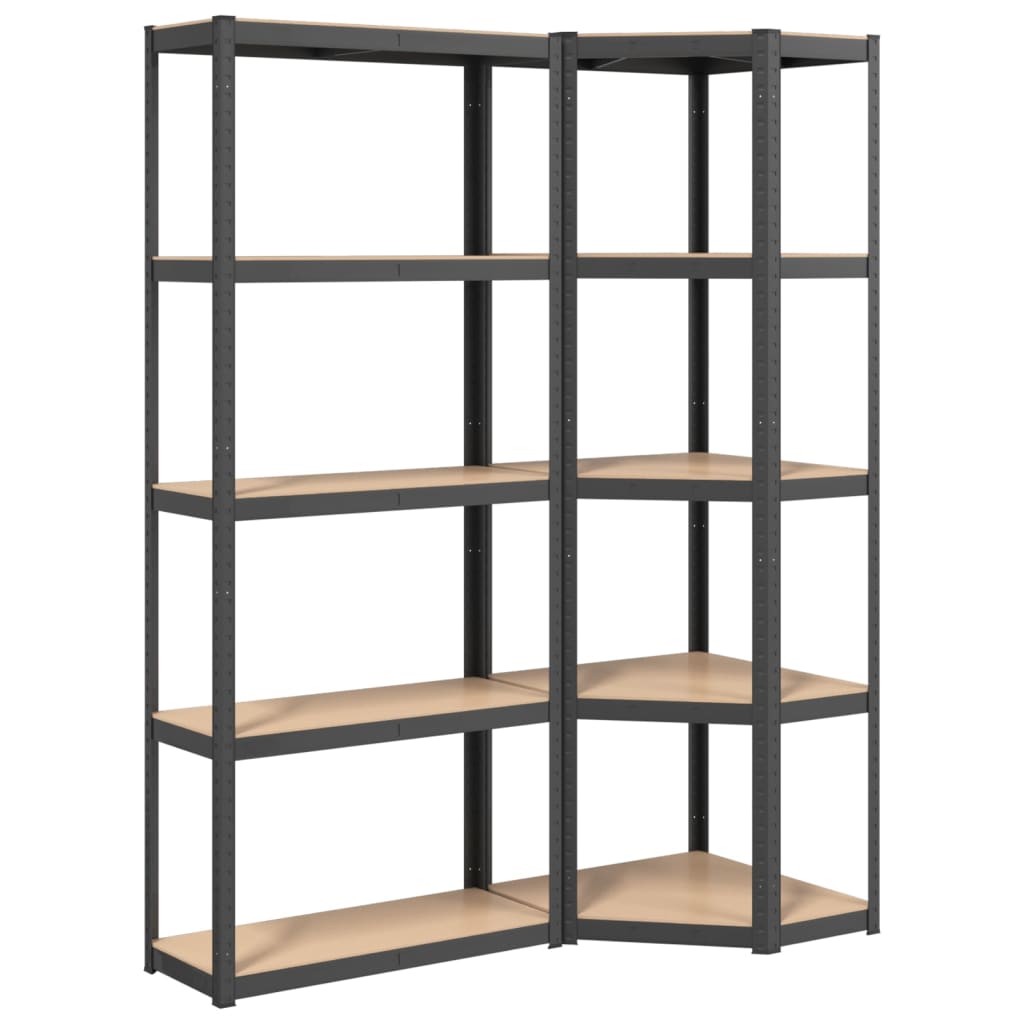 5-Layer Shelves 2 pcs Anthracite Steel&Engineered Wood