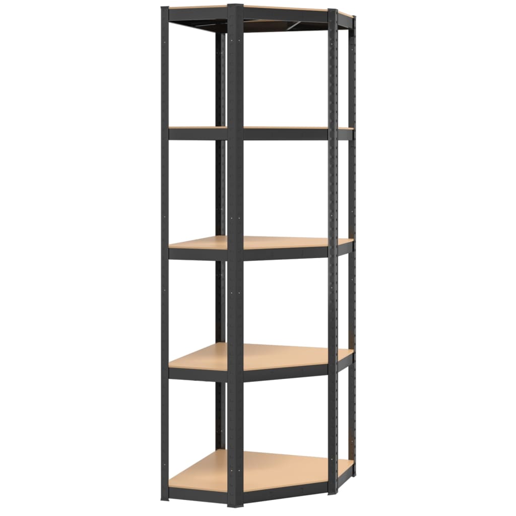 5-Layer Shelves 2 pcs Anthracite Steel&Engineered Wood