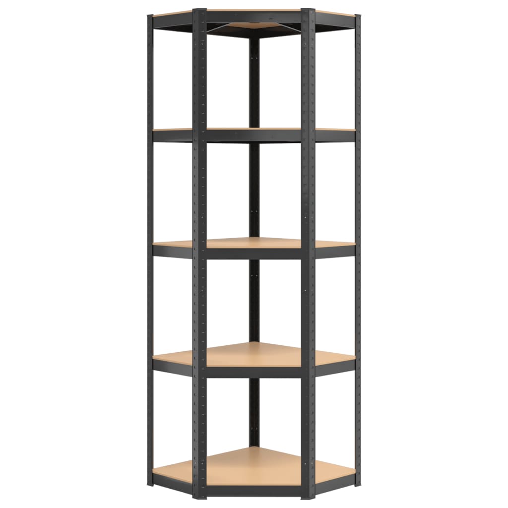 5-Layer Shelves 2 pcs Anthracite Steel&Engineered Wood