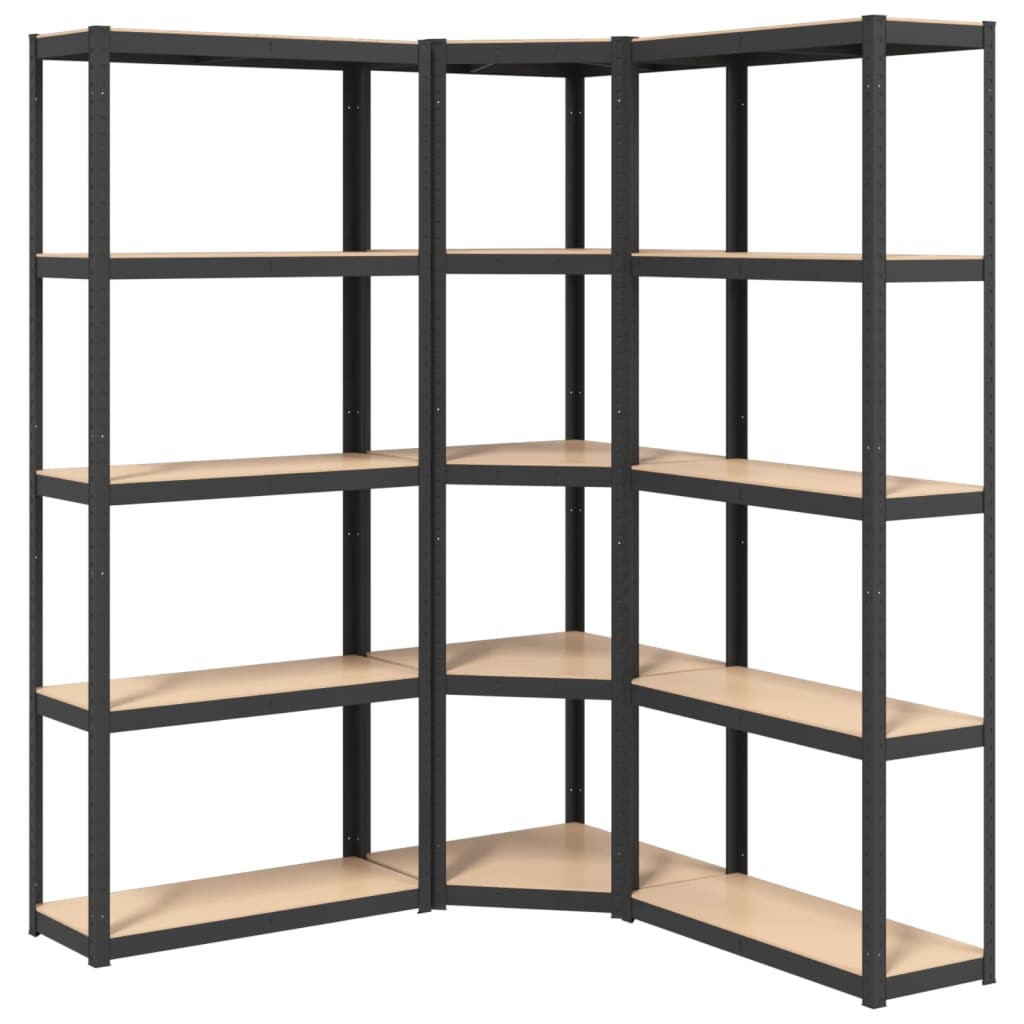 5-Layer Shelves 3 pcs Anthracite Steel&Engineered Wood