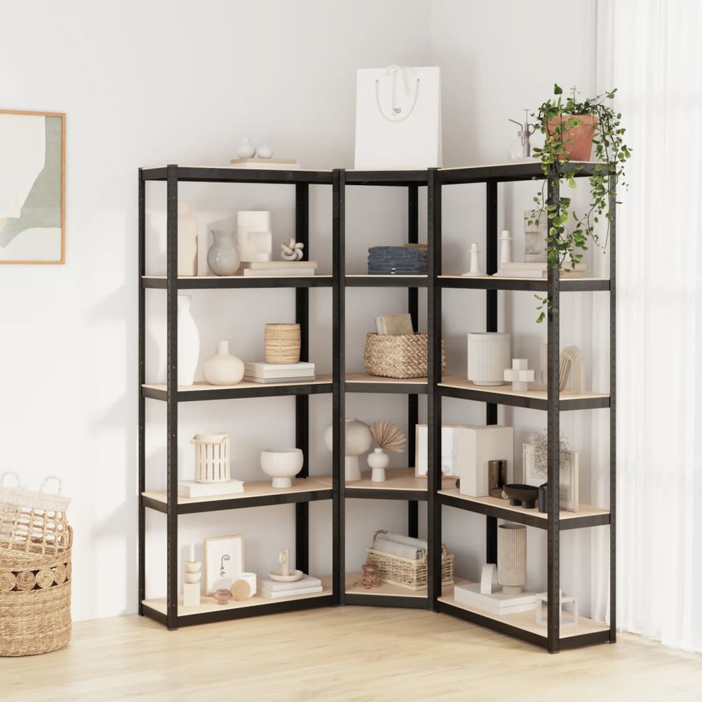 5-Layer Shelves 3 pcs Anthracite Steel&Engineered Wood