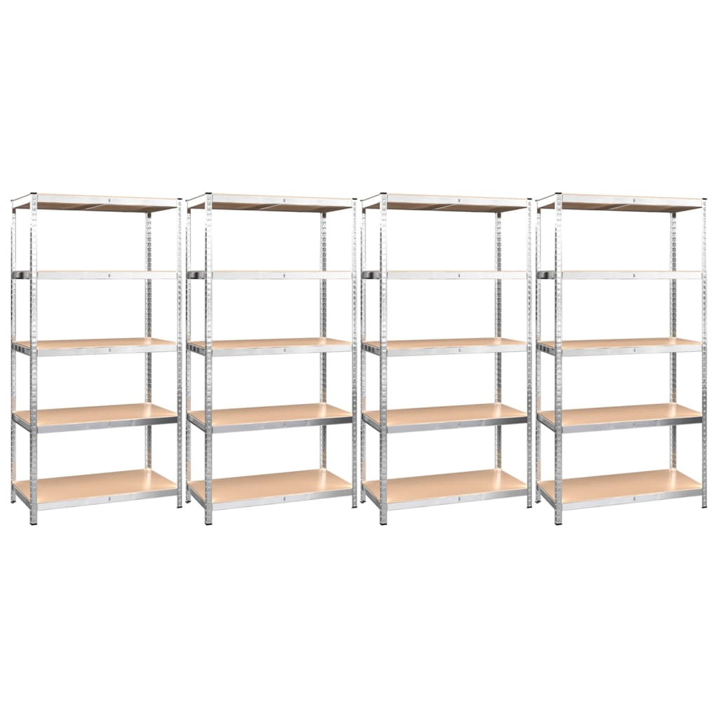 5-Layer Shelves 4 pcs Silver Steel&Engineered Wood