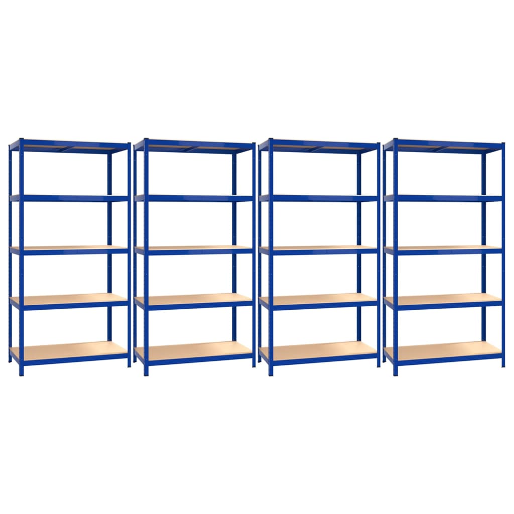 5-Layer Shelves 4 pcs Blue Steel&Engineered Wood