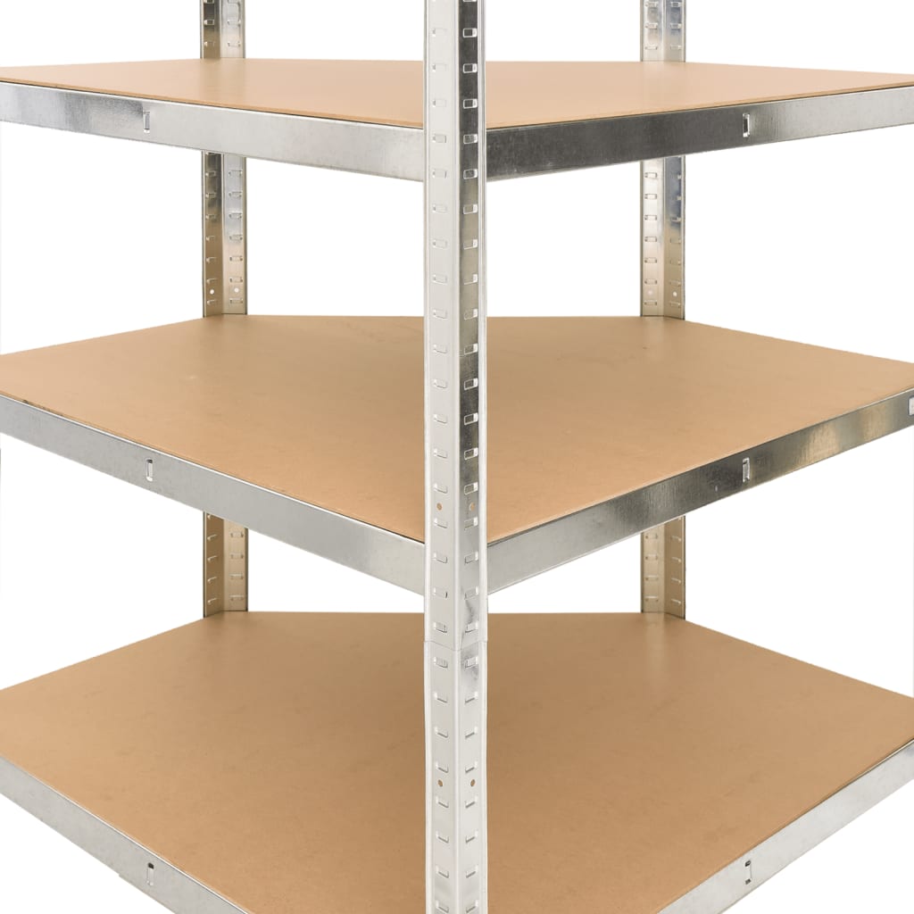 5-Layer Shelves 3 pcs Silver Steel&Engineered Wood